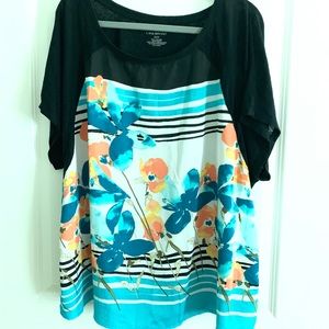 Lane Bryant Floral & Black Top